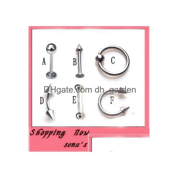 Labret Lip Piercing Bijoux Piercings Corps En Acier Inoxydable Strass Anneaux De Ventre Tongue Mix Lots Drop Delivery Dhgarden Dhg3D