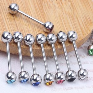 Labret Lip Piercing Bijoux Body Ring Double Cz Gem Stone Couleur Assortie 14G 16mm 10 couleurs 50pcs100pcs200pcs Anneaux de langue oreille barbell 230906