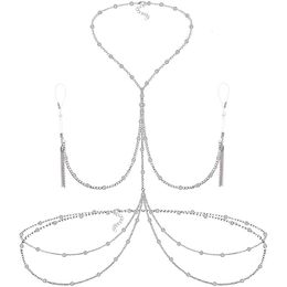 Labrret Lip Piercing sieraden nep tepelringen voor vrouwen sexy non -ring met kettingen verstelbare strop 230814