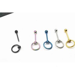 Labret Lip Piercing Sieraden Gratis verzending LOT50pcs Body Steel Tong Ring Halters 14G16MM Tepel Oor Gems Bar piercing 231012