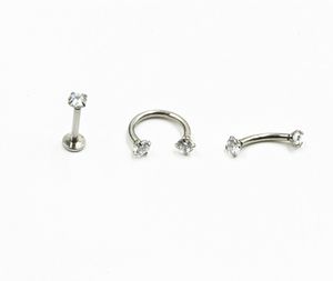 Labret Lip Piercing Bijoux Livraison gratuite LOT50pcs 16g Corps CZ Anneau Brillant Oreille Helix Bar Sourcil Nez Rond 230802