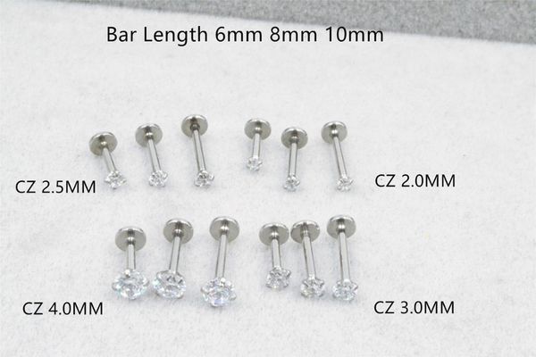 Labret Lip Piercing Jewelry Envío gratis LOT50pcs 16g Body Shine Round CZ Ring Ear Helix Bar Sliver 230802
