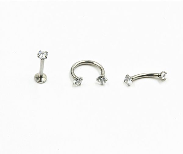 Labret Lip Piercing Jewelry Envío gratis LOT50pcs 16g Body CZ Shining Ring Ear Helix Bar Ceja Nariz Redonda 230802