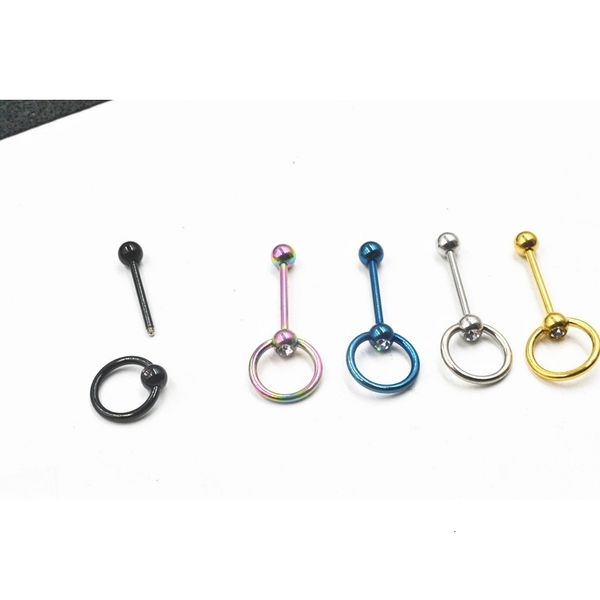 Labret lèvres Piercing bijoux livraison gratuite LOT50pcs corps acier langue anneau haltères 14G16MM mamelon oreille gemmes barre piercing 231012