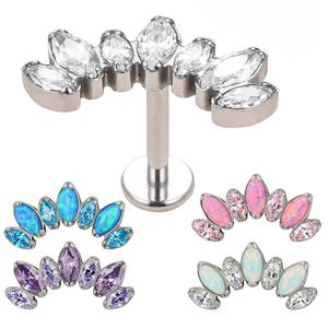 Labret Lip Piercing Bijoux G23 7 Zircon Pavé Top Stud PIERC Oreille Cartilage Tragus Helix Goujons Snug Body Unisexe 230614