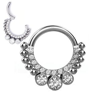 Labret lèvres Piercing bijoux G23 corps avec 3 Zircon et boules Clicke Segment articulé cerceau anneau sourcils anneaux Cartilage 230802