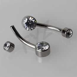 Labret Lip Piercing Sieraden G23 Interne Draad Belly Button Rings 14G Double Crystal Gems Navel Bars Body 230614