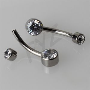 Labret Lip Piercing Sieraden G23 Interne Draad Belly Button Rings 14G Double Crystal Gems Navel Bars Body 230614