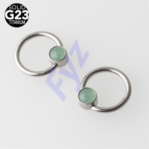 Labret Labio Piercing Joyería Verde Natural G23 Disco plano Cautivo Anillo de cuentas Septum Nariz Pezón Oreja Tragus Helix Stud Body 230906