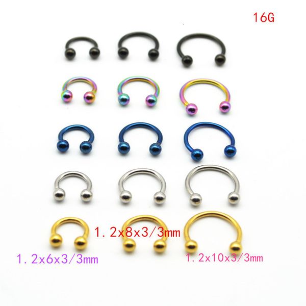 Labret Lip Piercing Bijoux Horseshoe 316L Acier Nostril Nez Stud Circulaire Balle Corps Anneaux CBR Boucle D'oreille 16G 6MM 8MM 10MM 50pcslot 230802