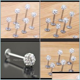 Labret lip piercing sieraden labret piercing druppel levering 2021 stud 20 stcs/lot 6/8/10/12 mm Clear Shamballa Ball CZ Gem Disco body je otlwmm