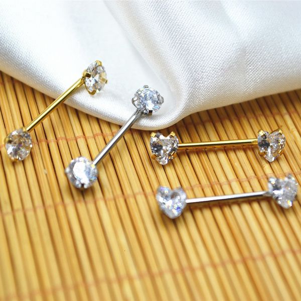 Labret Piercing de joyas Lot50pcs Cuerpo de cuerpo Redondeo Ronda CZ Baras rectas Barra de pezón 16G12MMX14X55MM 230814