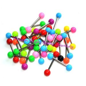 Labret Lip Piercing Sieraden Neon Tong Body Ring Studs UV Bal Groothandel 16mm Rechte Mode 14G 200 stuksslot 231012