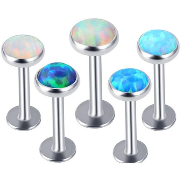 Labret Lip Piercing Jewelry Opal Stud Stone Labret Ring 16G Kit Body For Women Ear Cartílago Pendiente Ombligo Drop Delivery Dhqkv