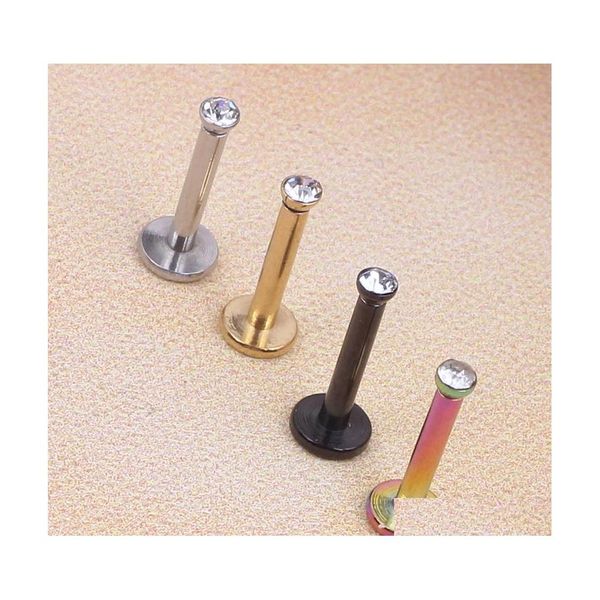 Labret Piercing de labio Joyas Piercings Sier Ear Stud Pendiente Nariz Anillo Cuerpo Punk Cristal de moda Acero quirúrgico Labret Drop Delivery Dh4Ly