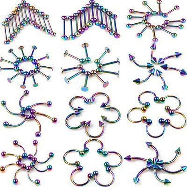 Labret Lip Piercing Bijoux Pinksee 110Pcs Mixte En Vrac 11style Gros Corps Lots Langue Ventre Sourcils Nez Barbell Anneaux Stud 230906