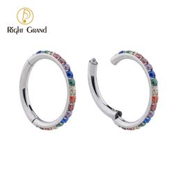 Labret Piercing à lèvres bijoux droit Grand ASTM 36 anneau de nez articulé cerceau Daith Septum Clicker 16G 8mm10mm12mm zircone cubique 230906