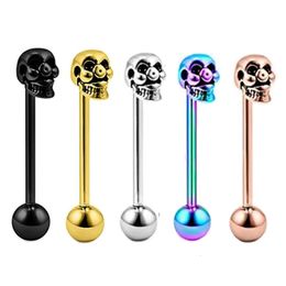 Labret Lip Piercing sieraden Skull Tong Piercing roestvrijstalen kristalringen lengua mannen barbell pircing langue body sieraden oor tragus 230814