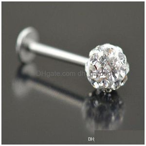 Labret Lip Piercing Jewelry Stud 20Pcs / Lot 6/8/10 / 12Mm Clear Shamballa Ball Cz Gem Disco Body Ring Labret Bar Drop Delivery Dhgarden Dh5Xq