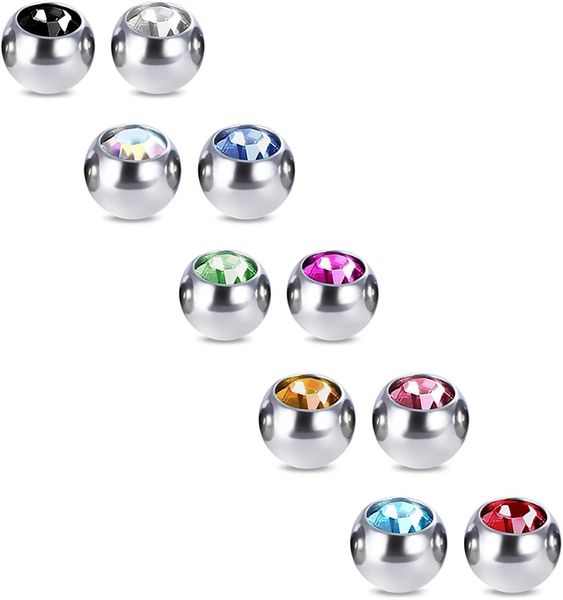 Labret Lip Piercing Bijoux En Gros Cristaux Vis 14G 16G Langue Sourcils Fer À Cheval Anneaux De Ventre Boucles D'oreilles Boules De Remplacement Bijoux De Corps 230906