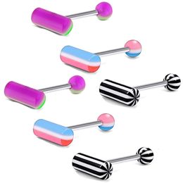 Labret Lip Piercing Sieraden groothandel Pil Tong Ring Barbell 14G Stalen Ringen met MixColor Uv-vormige Piercings B 230906