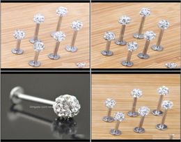 Labret Piercing Drop Livrot 2021 Stud 20pcslot 681012mm clair Shamballa Ball CZ Gem Disco Body Jewelry Ring Lip Labret Bar L4651844