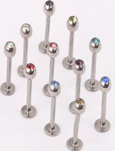Labret ring L06 100 stuks mix 7 kleur staal kristal lip ring lip bar labret stud biody sieraden5509853
