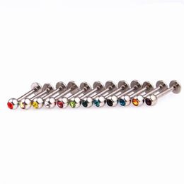 Labret Anneau Lèvre Piercing Stud Cristal Gem Pierre De Mode Corps Bijoux En Acier Inoxydable 316L 16G 6mm 8mm 10mm barre Oreille Tragus Bone264L