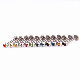 Labret Anneau Lèvre Piercing Stud Cristal Gem Pierre De Mode Corps Bijoux En Acier Inoxydable 316L 16G 6mm 8mm 10mm barre Oreille Tragus Bone319P