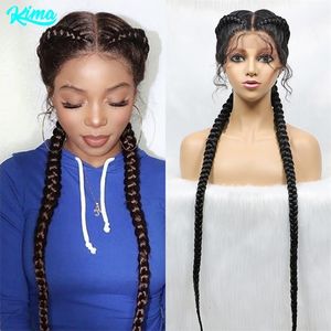 Dentelle de 36 pouces de long avant tresses néerlandaises synthétiques tressées avec des cheveux pour bébé pour les femmes noires