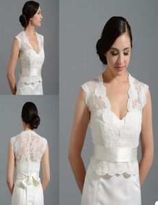 Lace Applique Bridal wraps met een lintbolero voor trouwjurken op maat gemaakte knop rug rugde mouw jas 2156669