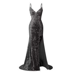 Lace Appliques Pargin Prom Dresses 2024 V Neck Formal Dress For Women Mermaid avondjurk met Slit Prom AMZ