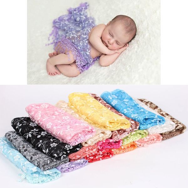 Dentelle bébé couverture Floral infantile filles Wrap serviette nouveau-né broderie gland couvertures photographie couette Photo accessoires 17 couleurs