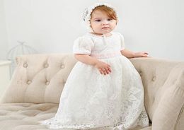 dentelle bébé fille robe de baptême robe de baptême princesse longue bébé fille robes chapeaux 2pcs mariage nouveau-né bébé fille vêtements de marque5293097