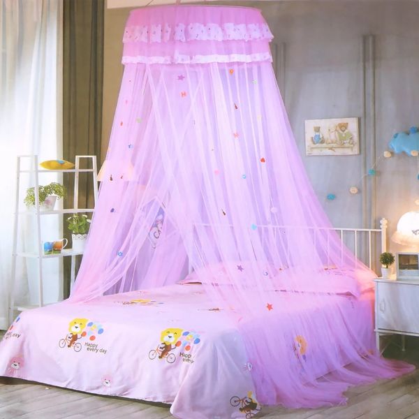 Cauvet de lit en dentelle 4 couleurs dôme suspendu moustique nets enfants literie netting girls room décor 240407