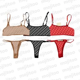 Dentelle soutiens-gorge slips sous-vêtements ensembles femmes maillots de bain broderie lettre sous-vêtements maille respirant Bikinis deux pièces