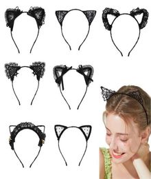 Lace Cat Ears Headband Women Girls Hoop Fiest Decoración Sexy encantador Cosplay Halloween Accesorios para el cabello GC18956106047