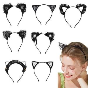 Dentelle oreilles de chat bandeau femmes filles cheveux cerceau fête décoration Sexy belle Cosplay Halloween Costume cheveux accessoires GC1895225f