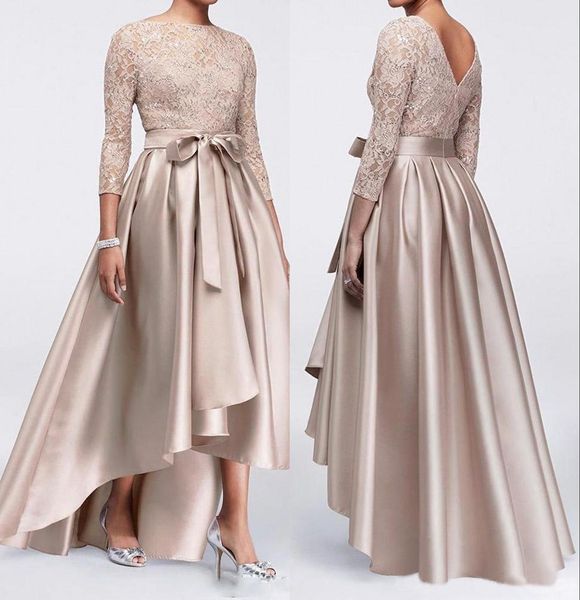 Robes de mariée en dentelle Champagne, grande taille, manches longues, en Satin, ceintures hautes et basses, robes mère du marié, 2021