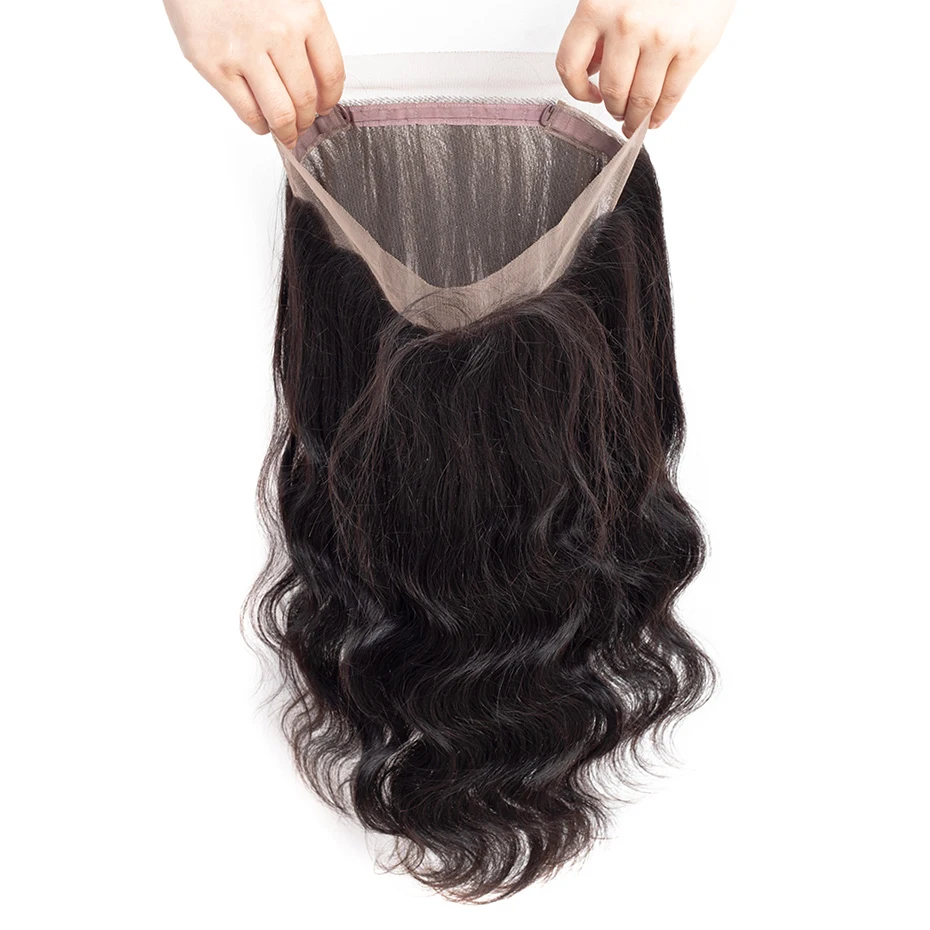 Spitzenverschluss nur 360 Spitze Frontaler brasilianischer Körperwelle menschliches Haar gerade vorgeplante transparente natürliche Farbe Remy Hair Yarra