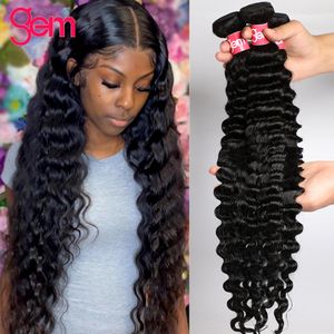 Lace Deep Wave Bundles Tissage Brésilien de Cheveux Humains 100 Raw 30 Pouces 3 4 Deal Curly Natural 230807