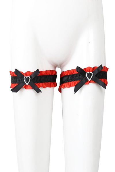 Ensemble de manchettes élastiques en dentelle, bande de jambe avec nœud rouge et noir, pour les jambes, verrouillage des cuisses, bdsm, jouets sexuels mignons, jouets bdsm4683478