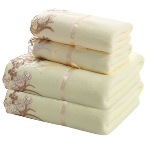 Ensemble de serviettes de bain brodées en dentelle microfibre pour adultes arbre coloré salle de bain visage serviettes de bain séchage rapide famille ensemble grand épais