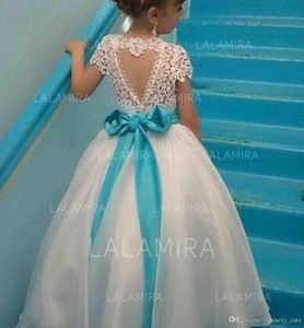 Robes de fille de fleur en dentelle Capes de capuchon Satin Ribbon Organza Longueur Longueur Boule de bal Robes de fête d'anniversaire Robes 5762931