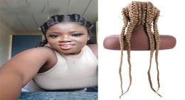 Pelucas trenzadas con caja frontal de encaje con pelo de bebé, peluca de pelo trenzado sintético de largo medio resistente al calor para mujeres negras, peluca Afro 2311020