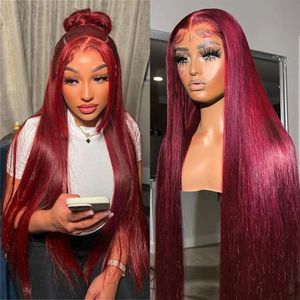 Lace Front perruque de cheveux humains couleur droite perruque sans colle cheveux humains prêt à porter rouge 13x4 13x6 Hd dentelle frontale perruque