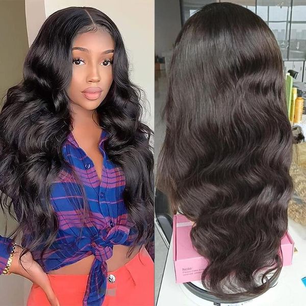 Lace Front perruques de cheveux humains vague de corps fermeture transparente perruque pour les femmes couleur naturelle Remy 12-30 pouces MogulHair