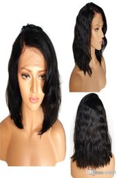 Lace Front Human Hair Pruiken voor zwarte vrouwen 130 Remy Hair Wigs Human Hair Bob Wig WAVY Korte pruiken 3147105