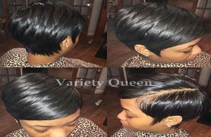 Perruques de cheveux humains avant de lacet Nouvelle arrivée pas cher Pixie Cut perruque courte sans colle avec une frange pour les afro-américains cheveux brésiliens wig3881016