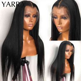 Lace Front Human Hair Pruiken recht 13x4 voorgeplukt Braziliaan voor zwarte vrouwen HD transparante volledige frontale pruik Yarra 220609